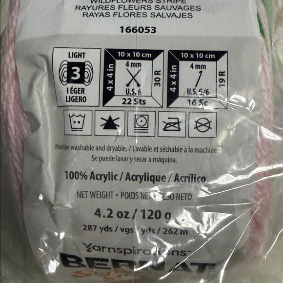 Bernat Baby Blanket Yarn - Green, Pink, Purple - Picture 3 of 4